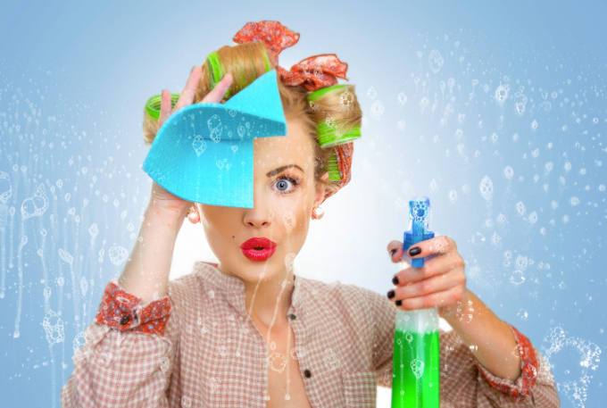 Woman Cleaning up