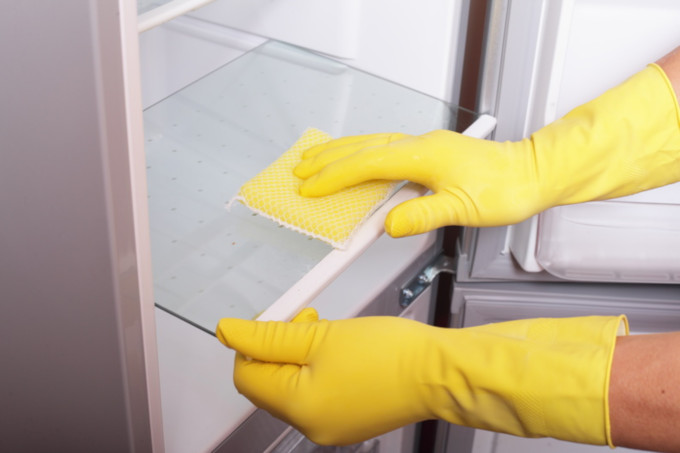 Cleaning inside fridge