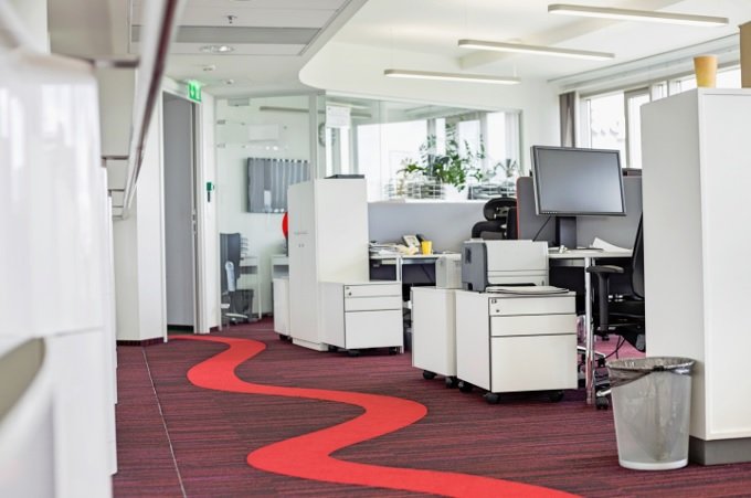 Office with red carpet