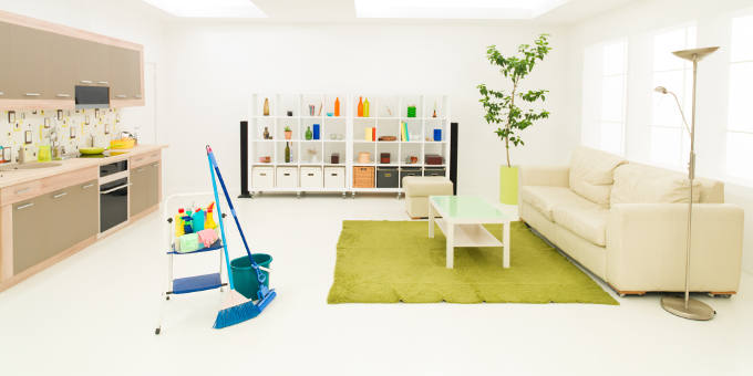 Tidy room after spring cleaning