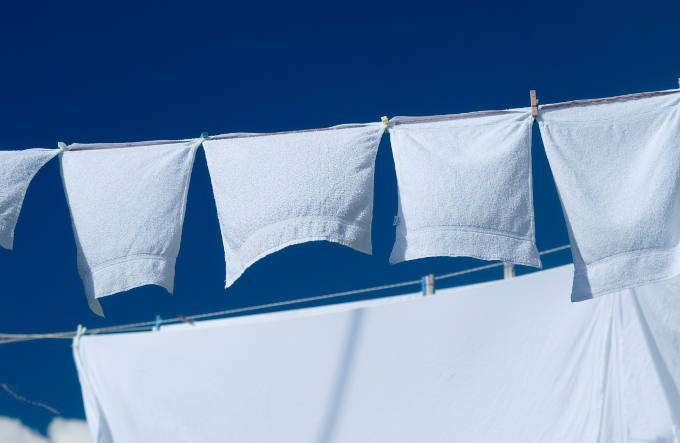 Towels drying on the line